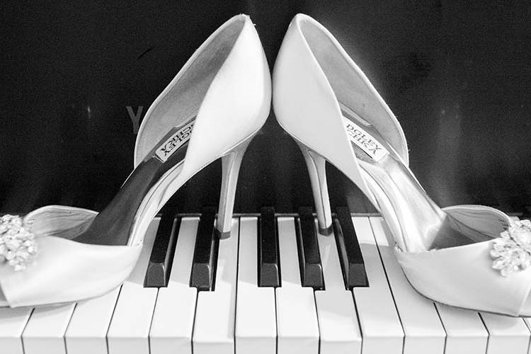 shoes on a piano